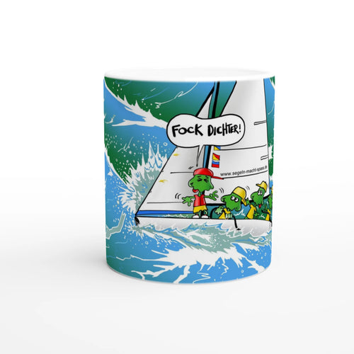 Cartoon auf Tasse Monsta Segeln Valken