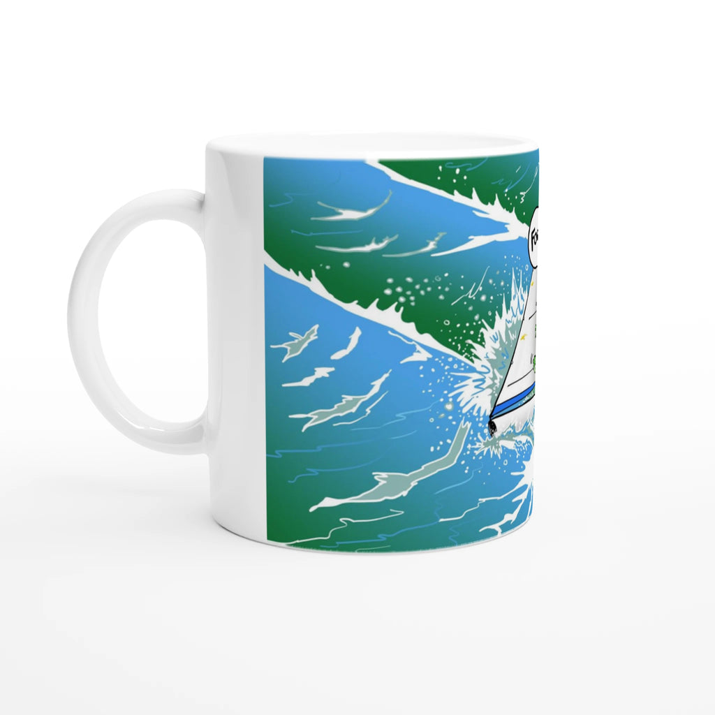Cartoon auf Tasse Monsta Segeln Valken